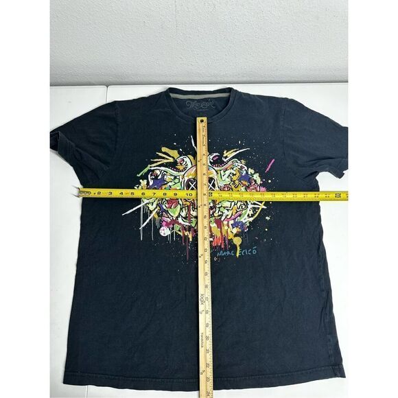 Marc Ecko Black Cotton Men’s Skull Paint T-Shirt Size L - Picture 4 of 11